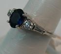 Picture of 14K WHITE GOLD DIAMOND RING WITH BLUE STONE SZ-6.5 4.2G