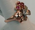 Picture of 14K ROSE GOLD WOMENS RING WITH RED STONES & DIAMONDS SZ-6.75 4.6G