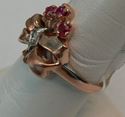 Picture of 14K ROSE GOLD WOMENS RING WITH RED STONES & DIAMONDS SZ-6.75 4.6G