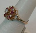 Picture of 14K YELLOW GOLD ING WITH DIAMONDS AND RED STONES SZ-6 3.2G 