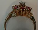 Picture of 14K YELLOW GOLD ING WITH DIAMONDS AND RED STONES SZ-6 3.2G 