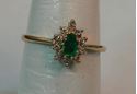 Picture of 14K YELLOW GOLD RING WITH GREEN STONE AND DIAMONDS SZ-6.25 2.0G