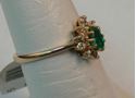 Picture of 14K YELLOW GOLD RING WITH GREEN STONE AND DIAMONDS SZ-6.25 2.0G