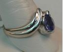 Picture of 14K WHITE GOLD WOMENS RING WITH BLUE STONE & DIAMONDS SZ-10.5 6.6G