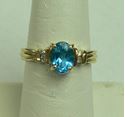 Picture of 14K YELLOW GOLD RING WITH BLUE STONE AND DIAMONDS SZ-6.75 2.8G