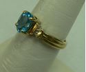 Picture of 14K YELLOW GOLD RING WITH BLUE STONE AND DIAMONDS SZ-6.75 2.8G