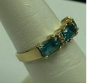 Picture of 14K YELLOW GOLD RING W/ BLUE STONES & DIAMONDS SZ-6.25 2.7G