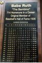 Picture of BABE RUTH "THE BAMBINO" CAREER STATISTICS PLAQUE