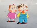 Picture of JAPANESE ANIME "2 Babies" COLORFUL CELS 10.5X9 A1; B2  W BACKGROUND 14X10 . COLLECTIBLE. GOOD CONDITION. NOTE - 2 CELS STICK TOGETHER. 