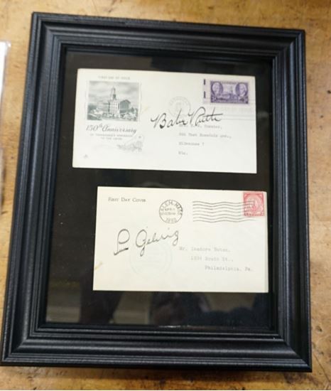 Picture of BABE RUTH AND LOU GEHRIG SIGNED FIRST DAY COVERS MINT COLLECTIBLE WITH COA 1930 