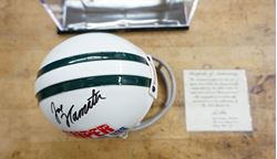 Picture of JOE NAMATH SIGNED SUPER BOWL JETS 16 COLTS 7  MINI HELMET WITH COA COLLECTIBLE