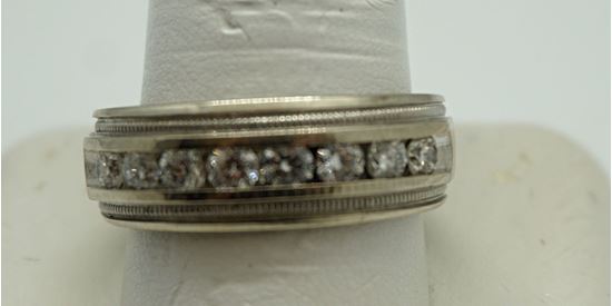 Picture of 14KT WHITE GOLD BAND WITH 8 ROUND DIAMONDS (1 CARAT) SIZE 12 8.6 GR GOOD CONDITION. PRE OWNED. 838998-1.