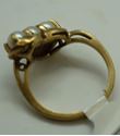 Picture of 10kt yellow gold fashion ring with pearls size 6 pre owned .3 pearls X 4.5 mm. Total weight 2.8 gr . 845765-1. 