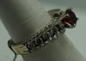 Picture of 14kt white gold ring with diamonds and red stone size 6.75