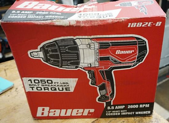 Picture of Bauer 1882E-B Heavy Duty 1/2" Corded Impact Wrench 1050 ft lbs 2600 RPM NEW . OPEN BOX. 