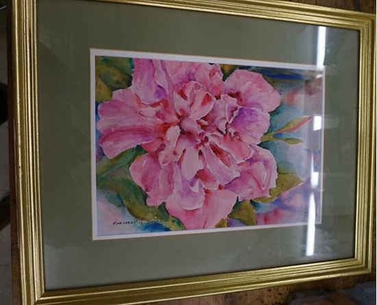 Picture of WATERCOLOR PAINT BY ARTIST MARGARET G JONES "FLOWERS" 17 x 21 FREE SHIPPING