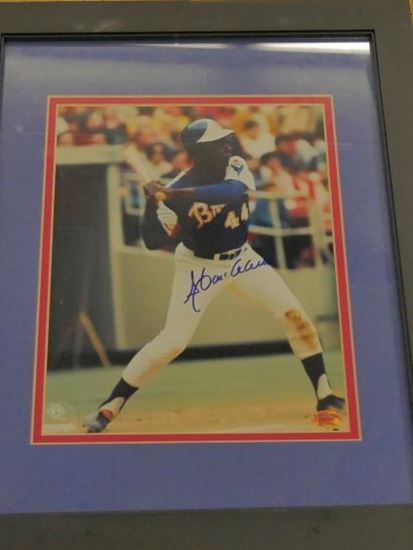 Picture of HANK AARON BRAVES 44  SIGNED PICTURE FRAMED WITH COA COLLECTIBLE