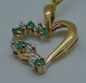 Picture of 10kt yellow gold heart pendant with 2 small diamonds and 5 emeralds 1.5 grams 817670-1