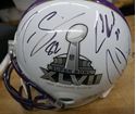 Picture of Riddel Helmet signed by 8 Ravens Players NEW ORLEANS Super Bowl XLVII 02.03.13 with COA ICON MEMORABILIA certificate # 12048.  signed by Dennis Pitta , Justin Tucker, Halotu Ngata, Ray Rice,Torrey Smith, Terrell Suggs, Ed Reed, Ray Lewis  good condition. 